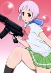  fnc_(upotte!!) gun red_eyes school_uniform serafuku silver_hair solo upotte!! weapon 