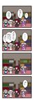  4koma bat_wings book bookshelf braid check_translation chibi closed_eyes comic dora_ita grey_hair hat head_wings highres izayoi_sakuya koakuma lavender_hair long_hair maid_headdress multiple_girls patchouli_knowledge purple_hair red_hair remilia_scarlet short_hair touhou translated translation_request twin_braids wings 