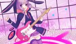  :d bad_id bad_pixiv_id bunny guitar holding hood hoodie instrument long_hair machino_(nidavellir) open_mouth purple_eyes purple_hair short_hair_with_long_locks sidelocks smile solo thighhighs vocaloid voiceroid yuzuki_yukari 