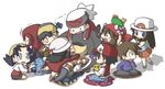  black_hair blue_(pokemon) brown_hair cameo chibi coat cookie crystal_(pokemon) ditto food gen_1_pokemon gen_2_pokemon gen_3_pokemon gold_(pokemon) haruka_(pokemon) hat hikari_(pokemon) holding multiple_boys multiple_girls nagi_(exsit00) ookido_green phanpy pikachu pokemon pokemon_(creature) pokemon_(game) pokemon_dppt pokemon_frlg pokemon_gsc pokemon_platinum pokemon_rgby pokemon_rse red_(pokemon) red_(pokemon_rgby) seedot silver_(pokemon) skirt surprised tea themed_object torchic twintails winter_clothes yuuki_(pokemon) 