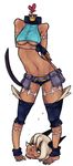  blood clothed clothing collar decapitation feline female fingerless_gloves gloves mammal ms._fortune plain_background severed_head skimpy skullgirls smile solo standing white_background 