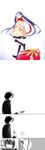  2girls chocolate coat comic gift hair_ornament hairclip harunaga_sakura harunaga_yuki highres hino_tetsuko kashikoi_ken_rilienthal long_hair multiple_girls nai_(erumaria) purple_hair red_scarf scarf short_hair translated valentine very_long_hair 