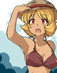  aki_minoriko bikini_top blonde_hair brown_eyes hat mutsuki_(tsugaidanuki) open_mouth short_hair solo touhou upper_body 