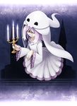  bad_id bad_pixiv_id candle dress ghost grin hair_over_eyes mtyy original purple_hair smile solo 