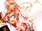  bad_id bad_pixiv_id blue_eyes bracelet breasts cleavage earrings highres ichinose777 jewelry large_breasts long_hair megurine_luka nail_polish pink_hair smile solo vocaloid 