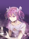  bad_id bad_pixiv_id bow dress gloves gori hair_bow kaname_madoka long_hair mahou_shoujo_madoka_magica pink_eyes pink_hair smile solo sparkle spoilers two_side_up ultimate_madoka white_dress 