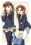  :d bag black_legwear brown_eyes brown_hair extra hair_ornament hair_twirling hairclip k-on! long_hair multiple_girls open_mouth red_hair ribbon saeki_mika school_bag school_uniform shin'ya_(nanp) skirt smile thighhighs twintails wakaouji_ichigo white_legwear zettai_ryouiki 