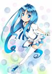  blue blue_eyes blue_hair blue_skirt cure_marine dekochin_hammer dress hair_ornament heart heartcatch_precure! kurumi_erika long_hair no_choker precure skirt smile solo thighhighs white_legwear wrist_cuffs 