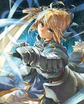  armor armored_dress artoria_pendragon_(all) bad_id bad_pixiv_id blonde_hair dain double_exposure excalibur fate/stay_night fate_(series) green_eyes saber solo space star_(sky) sword weapon 