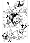  blood charlotte_(madoka_magica) chibi comic decapitation greyscale gun mahou_shoujo_madoka_magica mami_mogu_mogu monochrome suigetsu_koubou tomoe_mami weapon 