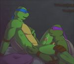  anthro bandanna bed blush cum cum_in_mouth cum_inside cum_string donatello_(tmnt) duo erection fellatio gay green green_body green_penis humanoid_penis incest inside kneeling leonardo_(tmnt) looking_down male msobscure nude open_mouth oral oral_sex penis reptile scalie sex shell sibling sitting smile sword teenage_mutant_ninja_turtles turtle weapon yellow 