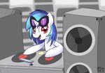  equine eyewear female feral friendship_is_magic glasses hair horn horse looking_at_viewer mammal my_little_pony pony record record_player solar-slash solo speaker turntable two_tone_hair unicorn vinyl_scratch_(mlp) 
