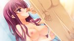  blush breasts censored dracu-riot! fellatio game_cg inamura_rio kobuichi long_hair nipples nude penis purple_hair wet yuzusoft 