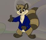 clothed clothing goldenrod_(artist) half-dressed jacket mammal raccoon solo suit 