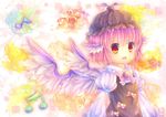  feathered_wings hat musical_note mystia_lorelei pink_hair pjrmhm_coa red_eyes solo touhou wings 