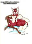  breasts canine female fox fur kacey looking_at_viewer mammal multiple_tails nude red_fur seductive sitting solo 