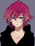  androgynous bad_id bad_pixiv_id collarbone green_eyes inazuma_eleven inazuma_eleven_(series) kiyama_hiroto male_focus matarou_(genkai_toppa) red_hair simple_background solo upper_body 