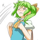  :&lt; closed_eyes daiyousei green_hair hihachi side_ponytail simple_background solo tears touhou translated 