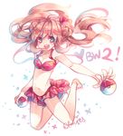  :d bad_id bad_pixiv_id barefoot bikini blue_eyes brown_hair clavies copyright_name double_bun full_body long_hair mei_(pokemon) midriff navel open_mouth poke_ball pokemon pokemon_(game) pokemon_bw2 sketch smile solo swimsuit twintails 