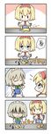  4koma :o alice_margatroid apron ascot blonde_hair blue_dress blue_eyes bow bowtie braid capelet chibi closed_eyes comic cooking dress dress_shirt failure food headband izayoi_sakuya looking_at_another looking_down maid_headdress multiple_girls okonomiyaki shaded_face shirt short_hair short_sleeves silver_hair simple_background skirt spatula speech_bubble touhou twin_braids umi_suzume v_arms vest |_| 