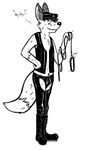  canine collar fox hat hottapwater leash male mammal monochrome solo unknown_artist 