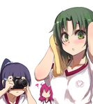  aoki_reika camera drying drying_hair eyelashes gym_uniform hair_down hoshizora_miyuki midorikawa_nao multiple_girls open_mouth pepe_(jonasan) precure smile smile_precure! taking_picture towel 