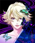  bare_shoulders blonde_hair bug butterfly hachisuka-ren insect ivan_karelin japanese_clothes lips male_focus md5_mismatch purple_eyes solo tiger_&amp;_bunny 