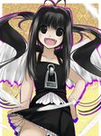  :d bad_id bad_pixiv_id black_hair fang hand_on_hip long_hair open_mouth original panties smile solo takase_muu twintails underwear wings 