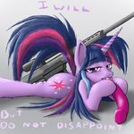  cutie_mark dildo equine female feral friendship_is_magic gun horn looking_at_viewer mammal my_little_pony ranged_weapon sex_toy sniper_rifle solo twilight_spankle twilight_sparkle_(mlp) unicorn weapon 