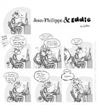  black_and_white cat comic eddie_(guffaw) feline gay greyscale guffaw humor jean-philippe kissing male mammal monochrome pig porcine screentone 