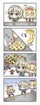  4koma :d :o \o/ ^_^ ^o^ alice_margatroid apron arms_up blonde_hair blue_dress bow bowtie capelet chibi clenched_hands closed_eyes comic cooking dress dress_shirt eating food headband heart izayoi_sakuya looking_at_another looking_away maid_headdress multiple_girls o_o okonomiyaki open_mouth outstretched_arms shanghai_doll shirt short_hair short_sleeves silver_hair skirt smile spatula touhou umi_suzume v_arms vest |_| 