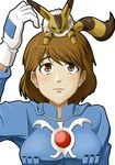  animal_ears azuman breasts brown_eyes brown_hair gloves green_eyes kaze_no_tani_no_nausicaa large_breasts lipstick looking_up makeup nausicaa tail teto 