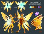  arthropod avian bird butterfly digitigrade elemental female fire gem hi_res horn hybrid iggi infernofly insect lava macaw magma model_sheet multi_limb multilimb parrot volcano 