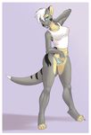  breasts cooper_(artist) female looking_at_viewer mammal marsupial panties plain_background serpy serpy_thylacine solo thylacine underwear 