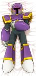  armor bed_sheet blush dakimakura full_body helmet lying male_focus pun rockman rockman_x sagamimok solo spoken_blush translation_request vava 