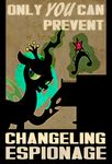  ambiguous_gender changeling crossover crown drawing english_text fallout fangs feral friendship_is_magic green_eyes green_hair hair horn long_hair magic my_little_pony pixelkitties poster queen_chrysalis_(mlp) silhouette solo text wings 