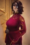  1girl black_hair breasts cinder_fall cosplay dress large_breasts photo red_dress rwby source_request 