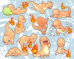  all_fours angry animal blue_background charmander clone closed_eyes creature crying d: fangs fire flame from_above from_behind gen_1_pokemon hand_to_own_mouth happy lizard lying no_humans on_side on_stomach one_eye_closed open_mouth pillow pokemon pokemon_(creature) ro_(numama) running sad sitting sleeping snot standing 