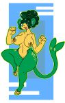  anthro anthrofied big_breasts breasts demonnyuu digital_media_(artwork) female flora_fauna full-length_portrait green_eyes green_hair hair looking_at_viewer mammal navel nintendo nipples nude one_eye_closed open_mouth pansage plant pok&eacute;mon pok&eacute;mon_(species) pok&eacute;morph portrait primate pussy simple_background smile solo tongue video_games wink 