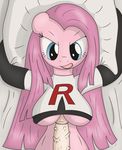  anthrofied bed big_breasts breasts clothing crossover disembodied_penis duo equine female friendship_is_magic hair horse human long_hair male mammal my_little_pony nintendo penis pillow pink_hair pinkamena_(mlp) pinkie_pie_(mlp) pok&#233;mon pok&eacute;mon pony straight_hair team_rocket tg-0 titfuck under_boob uniform video_games 