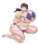  1girl areola_slip areolae artist_request belly bikini black_hair breasts cattleya female flower glasses huge_breasts huge_nipples lynch lynch148 milf nipples plump pubic_hair queen&#039;s_blade queen's_blade solo sweat swimsuit thick_thighs thighs yokoyama_lynch 