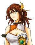  breasts brown_eyes brown_hair cleavage dnf dungeon_and_fighter dungeon_fighter_online fighter_(dungeon_and_fighter) glove gloves hair_ornament nen_master 
