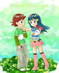  blue_eyes blue_hair hikari_(pokemon) kengo_(pokemon) lowres piplup pokemon pokemon_(anime) 