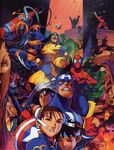  2girls 6+boys 90s america angry bengus blackheart_(marvel) capcom captain_america chun-li cyclops_(x-men) dhalsim everyone gouki hibiki_dan highres hulk kasugano_sakura ken_masters m_bison marvel marvel_super_heroes_vs._street_fighter marvel_super_heroes_vs_street_fighter marvel_vs._capcom marvel_vs_capcom multiple_boys multiple_girls norimaro omega_red open_mouth ryuu_(street_fighter) scared shuma_gorath spider-man street_fighter vega wolverine zangief 