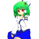  1girl female green_hair hands kochiya_sanae nyt_(nagane) red_eyes short_hair skirt solo touhou 
