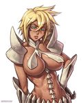  arrancar bangs bleach blonde_hair blue_eyes breasts crossed_bangs dark_skin espada hand_on_hip large_breasts long_hair revealing_clothes solo speh tier_harribel 