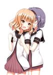  aikawa_ryou blush breast_grab brown_eyes brown_hair closed_eyes dress flat_chest flat_chest_grab furutani_himawari grabbing hair_ornament hairband hairclip multiple_girls nanamori_school_uniform oomuro_sakurako open_mouth purple_hair sailor_dress school_uniform serafuku yuri yuru_yuri 