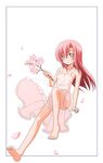  barefoot cherry_blossoms dress hayate_no_gotoku! highres katsura_hinagiku nipples pink_hair sakura wind_lift yellow_eyes 