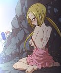  amakusa_shino back bare_back bare_shoulders barefoot bikini blonde_hair blush crossed_arms feet from_behind hagimura_suzu hiding long_hair looking_back multiple_girls open_mouth seitokai_yakuindomo shichijou_aria sitting soles sweatdrop swimsuit toes twintails undressing wariza wet yanagida_fumita yellow_eyes 