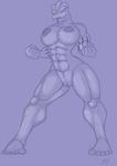  abs big_breasts breasts female flexing hindpaw huge_breasts human_feet machoke muscles muscular_female nintendo nude paws plantigrade pok&#233;mon pok&eacute;mon purple_theme pussy reptilian smile ticklishways toes video_games zp92 